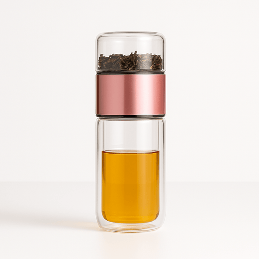 Bouteille à Thé Infusée en Verre 390 ml - Double Chambre & Filtre - 4 Coloris - Mixoya