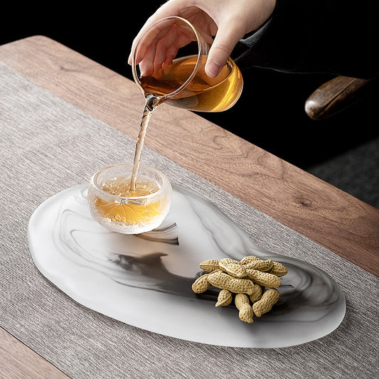 Plateau à Thé en Verre – Élégance Organique pour Vos Instants Thé - Mixoya