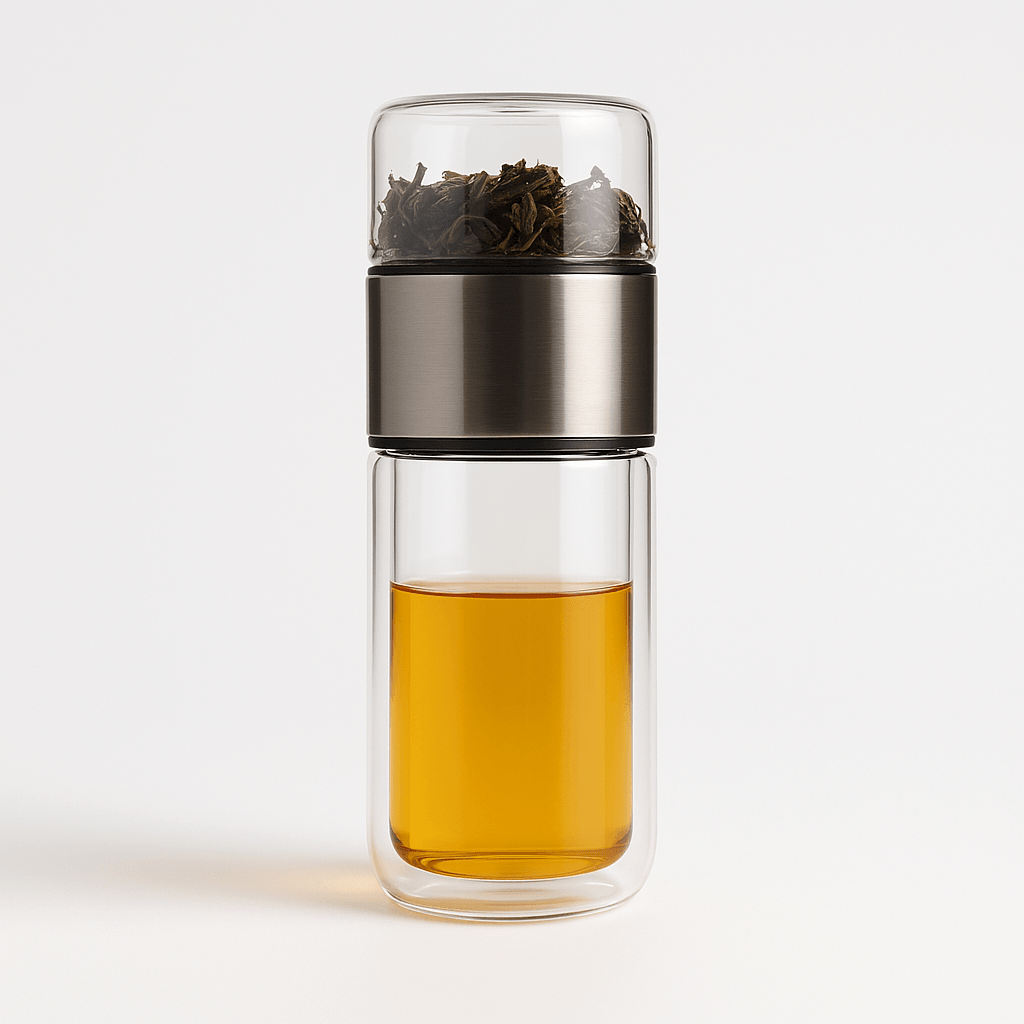 Bouteille à Thé Infusée en Verre 390 ml - Double Chambre & Filtre - 4 Coloris - Mixoya