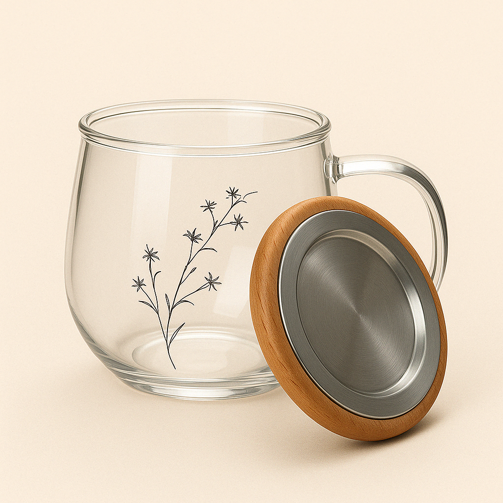 Tasse à Thé en Verre Borosilicate 500 ml – Couvercle Bambou ou Verre - Mixoya