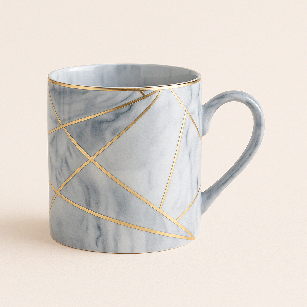 Mug en Céramique Effet Marbre Doré | Tasse Élégante 400ml Design Scandinave - Mixoya