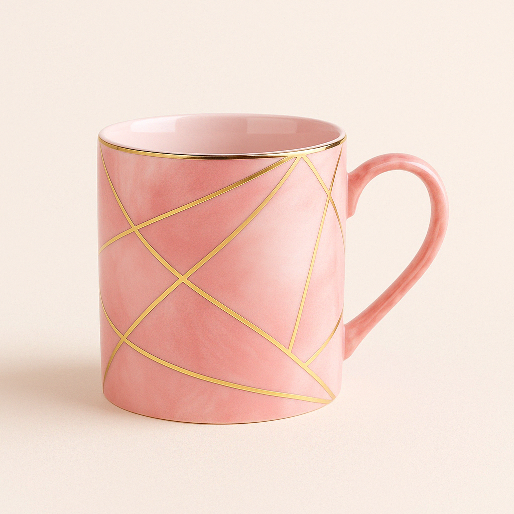Mug en Céramique Effet Marbre Doré | Tasse Élégante 400ml Design Scandinave - Mixoya