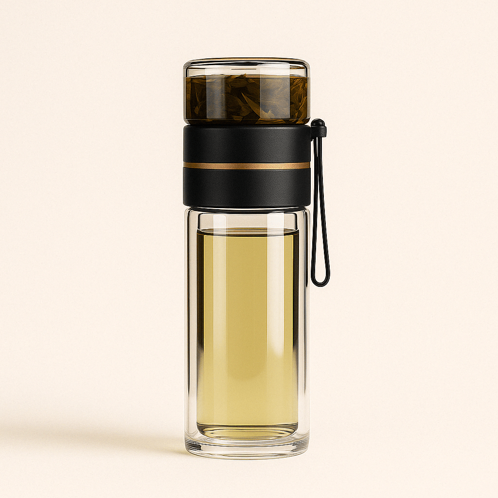 Bouteille Infuseur Isotherme en Verre Borosilicate 400/450 ml - Double Paroi - Étanche - Mixoya