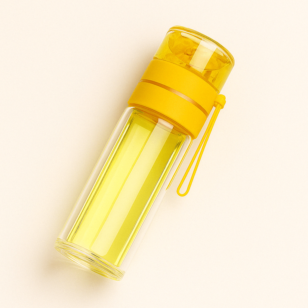 Bouteille Infuseur Isotherme en Verre Borosilicate 400/450 ml - Double Paroi - Étanche - Mixoya