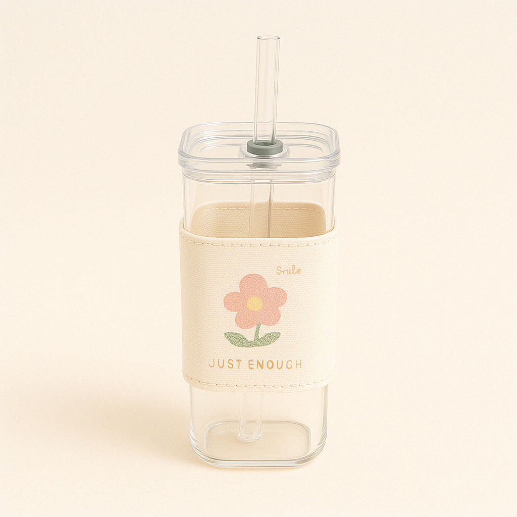 Tasse à Café en Verre 400ml avec Paille – Élégance et Fraîcheur Nomade - Mixoya