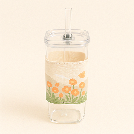 Tasse à Café en Verre 400ml avec Paille – Élégance et Fraîcheur Nomade - Mixoya