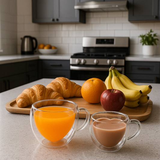 Tasse en Verre Double Paroi Forme Cœur – Élégance Romantique 180/240 ml - Mixoya