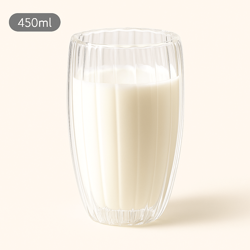 Tasse Double Paroi en Verre Soufflé à la Main - 250ml, 350ml, 450ml - Mixoya
