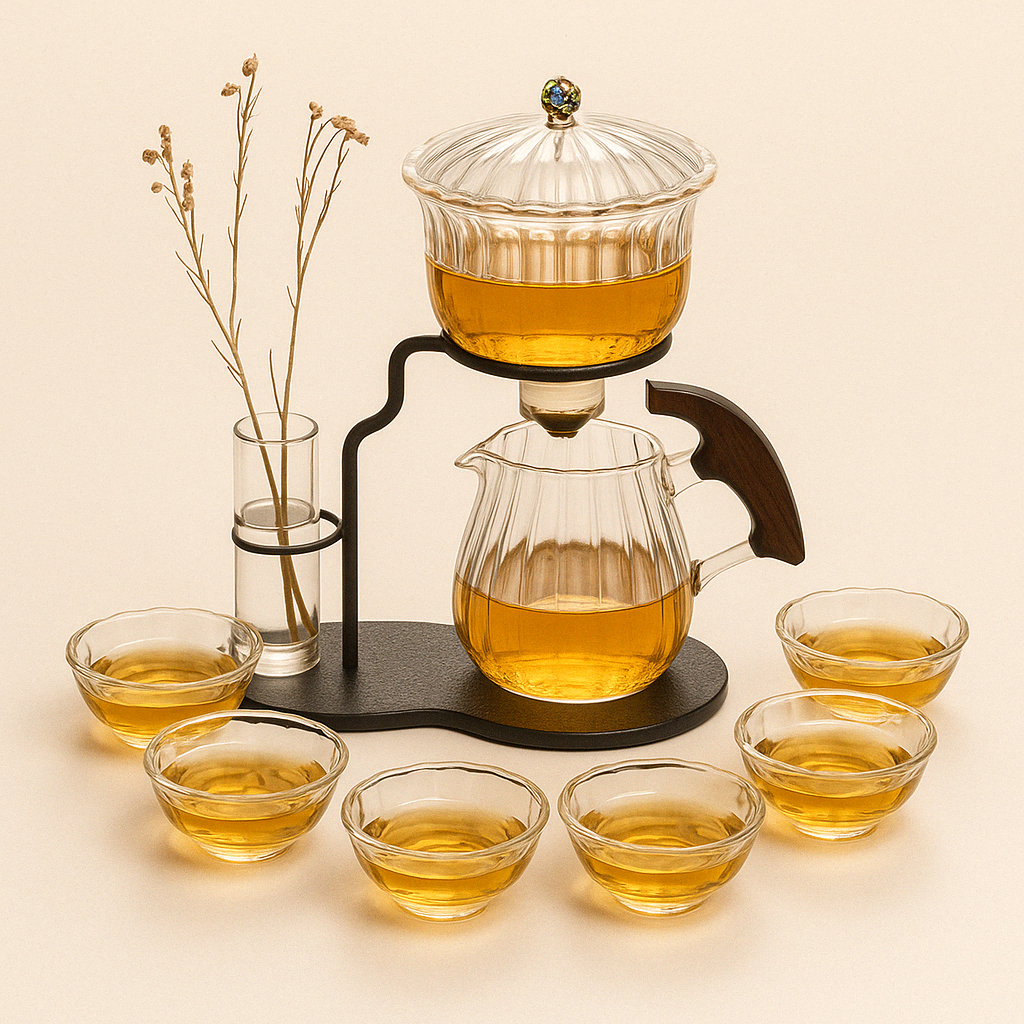 Théière à Gravité en Verre Strié | Ensemble Premium d'Infusion Pour Un Thé Parfait - Mixoya