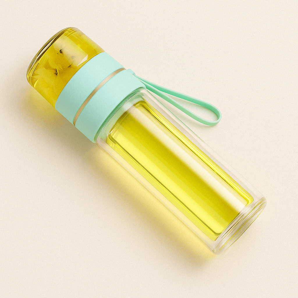 Bouteille Infuseur Isotherme en Verre Borosilicate 400/450 ml - Double Paroi - Étanche - Mixoya