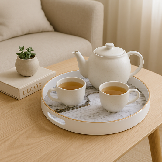 Plateau à Thé en Céramique - Édition Luxe pour l'Art de la Table Raffiné - Mixoya