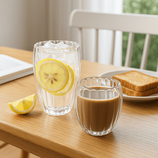 Tasse Double Paroi en Verre Soufflé à la Main - 250ml, 350ml, 450ml - Mixoya