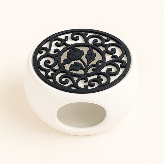 Chauffe-Théière en Céramique Blanche - Chauffe-Bougie Élégant - Mixoya