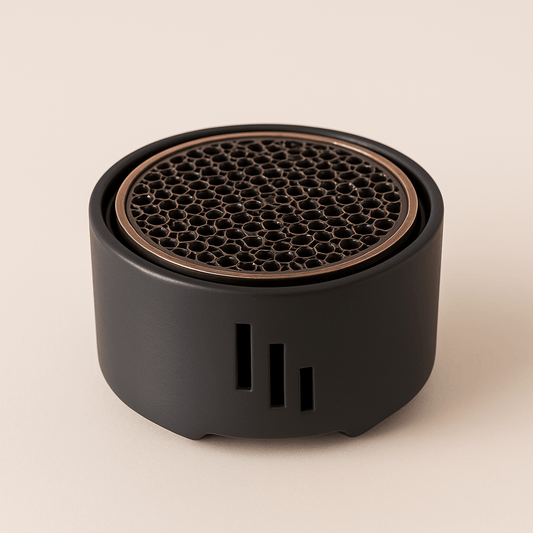 Réchaud à Thé en Céramique Noire - Grille Dorée ou Cuivrée - Mixoya