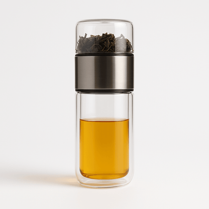 Bouteille à Thé Infusée en Verre 390 ml - Double Chambre & Filtre - 4 Coloris - Mixoya
