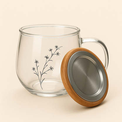 Tasse à Thé en Verre Borosilicate 500 ml – Couvercle Bambou ou Verre - Mixoya