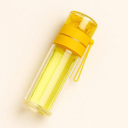 Bouteille Infuseur Isotherme en Verre Borosilicate 400/450 ml - Double Paroi - Étanche - Mixoya