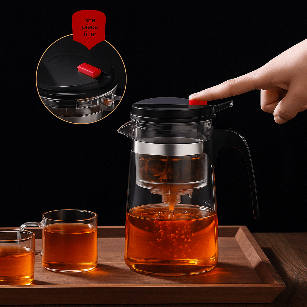 Théière Infuseur en Verre 750ml Résistante aux Hautes Températures avec Filtre Amovible - Mixoya