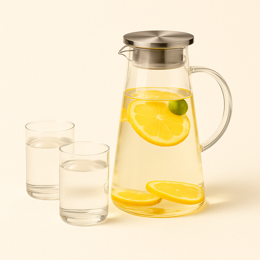 Carafe en Verre Borosilicate 2L avec 2 Verres – Élégance et Fraîcheur au Quotidien - Mixoya
