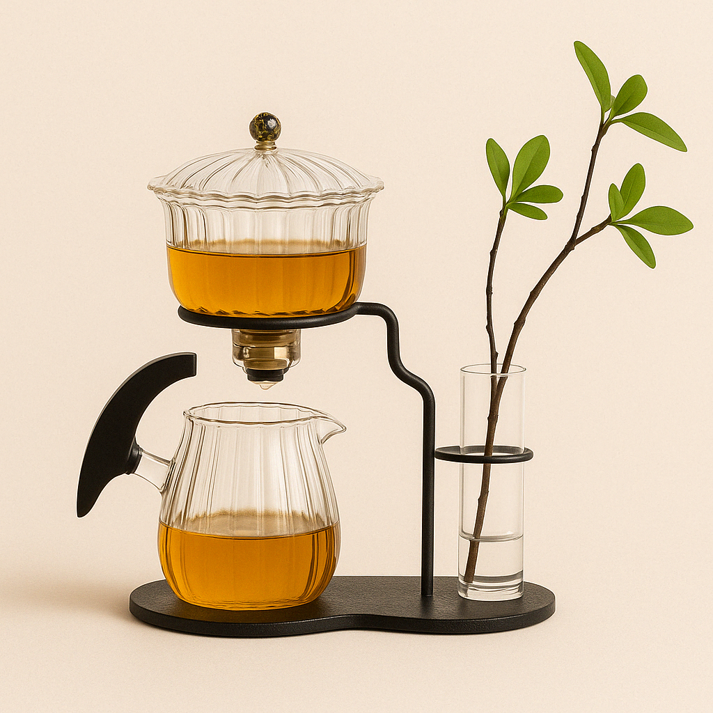 Théière à Gravité en Verre Strié | Ensemble Premium d'Infusion Pour Un Thé Parfait - Mixoya
