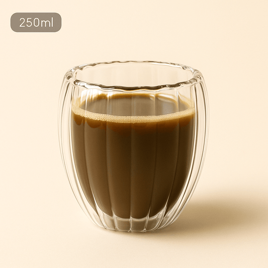 Tasse Double Paroi en Verre Soufflé à la Main - 250ml, 350ml, 450ml - Mixoya