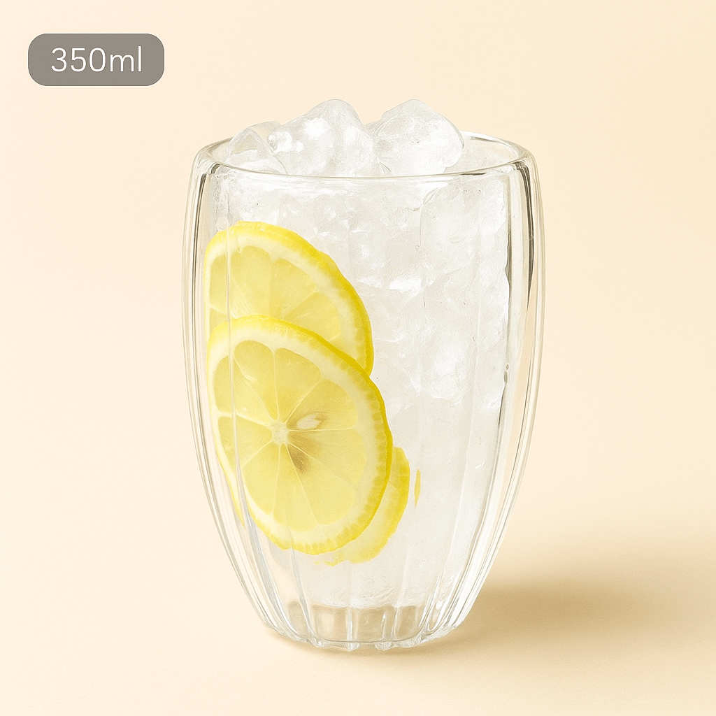 Tasse Double Paroi en Verre Soufflé à la Main - 250ml, 350ml, 450ml - Mixoya
