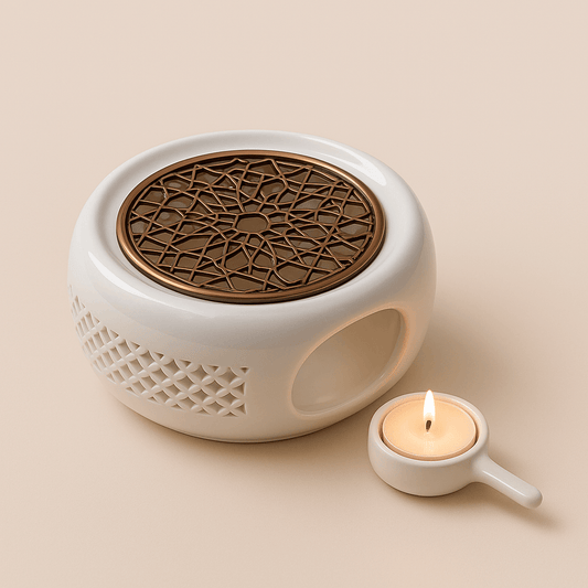 Chauffe-Théière en Céramique Blanche - Chauffe-Bougie Élégant - Mixoya